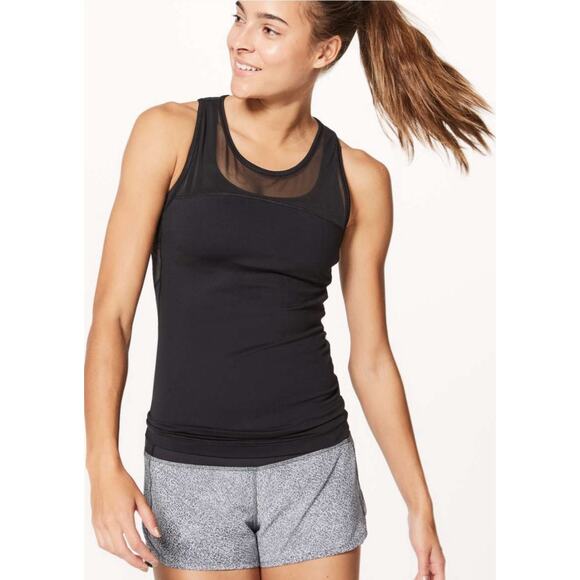 LULULEMON Home Stretch Tank Women's Size 4 Black With Mesh - Picture 3 of 14